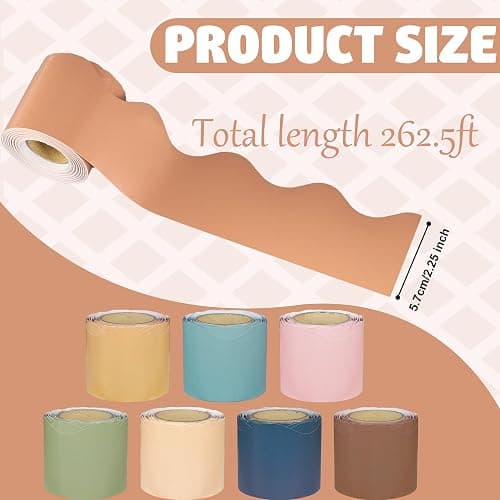 262Ft Boho Bulletin Board Borders Colorful Scalloped Bulletin Board Decorations Boho Classroom Border Trim for Classroom School Home Office Chalkboard Wall Decor, 8 Rolls thumbnail 3
