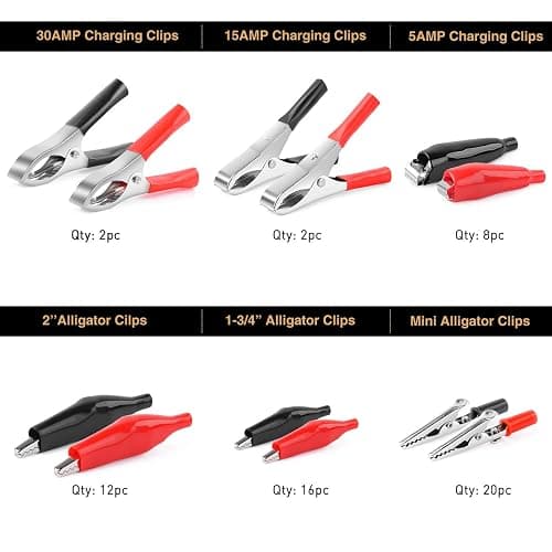 Nilight - 50052R 60Pcs Metal Alligator Clip Clamp Assortment Test Lead Electrical Battery Clamp Connector Alligator Connector Electrical Assortment Charging Clip thumbnail 3