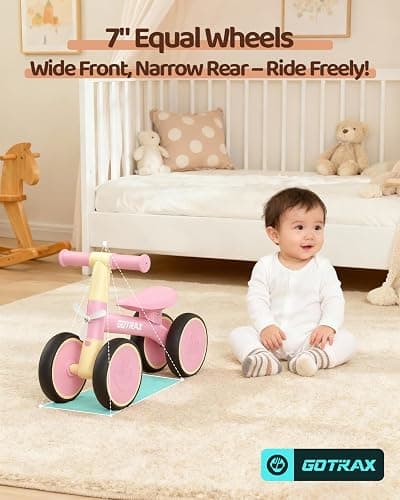 Gotrax Baby Balance Bike, 7" Silent Wheels, First Gift for Toddlers 1-2 | Sturdy Steel Frame, Quick 2-Min Assembly, CPC Certified, Soft Edges, Comfy PU Seat, Lightweight, Max 66 lbs, Ride-on Toy thumbnail 3