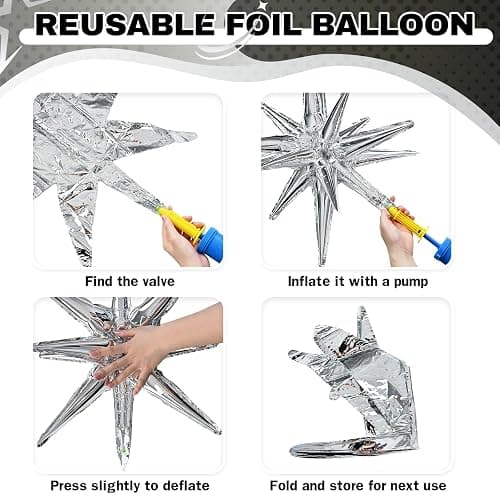 HILAVO 6PCS Star Balloons, 22Inch Huge Red Blue White Star Balloons Spike Cone Balloon for 4th of July Independence Day USA Patriotic Party Decorations thumbnail 7