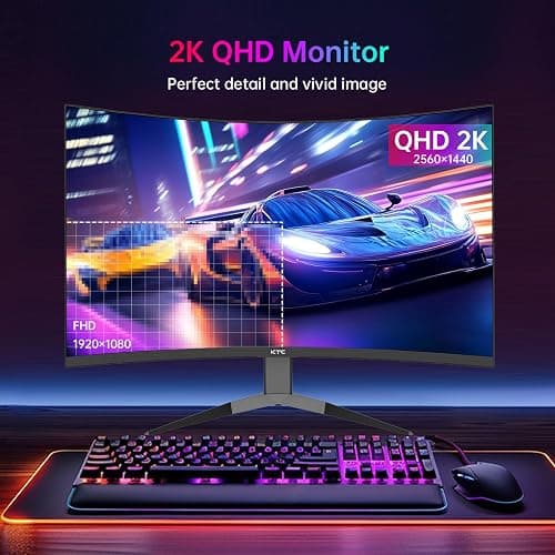 KTC 32 Inch 240Hz Curved Gaming Monitor, 2K 1440P Computer PC Monitor with 1000R 1ms Frameless, Adaptive Sync,122% sRGB, HDMI, DisplayPort, Tilt Adjustable, H32S25E thumbnail 3