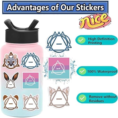 Therian Stickers 50 Pcs Waterproof Cute Cartoon Line Animal Stickers for Laptop Skateboard Water Bottle Phone Car Luggage Computer Hydro Flask Bike,Vinyl Sticker for Teens Kids Adults - Therian thumbnail 4