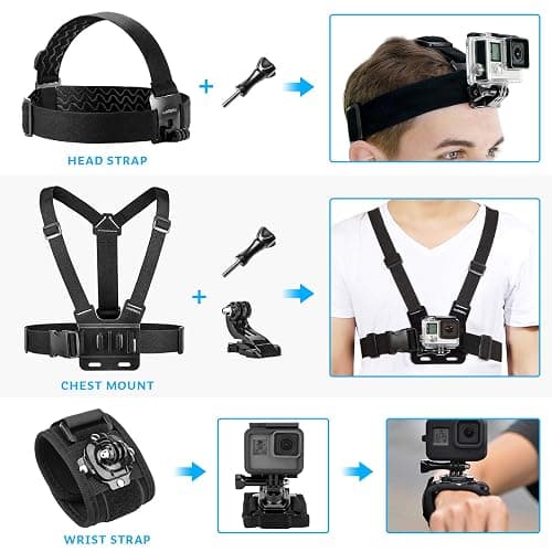 Luxebell Accessories Kit for AKASO EK5000 EK7000 4K WiFi Action Camera GoPro Hero 12 11 10 9 8 7 6 5/Session 5/Hero 4/3+/3/2/1 Max Fusion SJ4000 SJ5000 (14-in-1) thumbnail 5