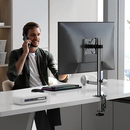 Pholiten Single Monitor Stand, Heavy Duty Adjustable Monitor Arm Desk Mount for 13-32Inch, Tilt, Swivel, Rotate, Support 22 lbs,Black thumbnail 7