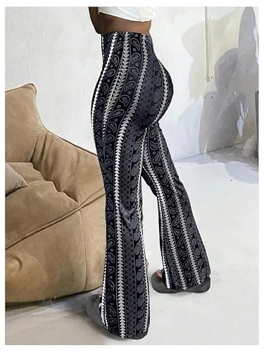 Milumia Women's Boho Yoga Leggings High Waisted Hippie Flared Pants Bell Bottoms thumbnail 3