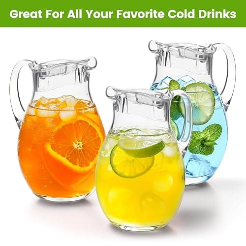Clear Plastic Pitcher with Lid (72 oz), Unbreakable Water Pitcher with Handle, Fridge Jug, BPA-Free, Shatter-Proof, Great for Iced Tea, Sangria, Lemonade, Juice, Milk, and More thumbnail 7