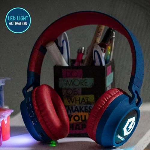 Headphones for Kids, PowerLocus Bluetooth Headphones, Kid Headphone Over-Ear with LED Lights, Foldable Headphones with Microphone,Volume Limited, Wireless and Wired Headphone for Phones,Tablets,PC,TV thumbnail 6