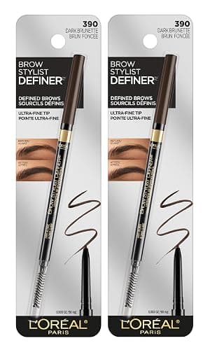 L'Oreal Paris Makeup Brow Stylist Definer Waterproof Eyebrow Pencil, Ultra-Fine Mechanical Pencil, Draws Tiny Brow Hairs and Fills in Sparse Areas and Gaps, Dark Brunette, 0.11 Ounce (Pack of 2) - Image 1