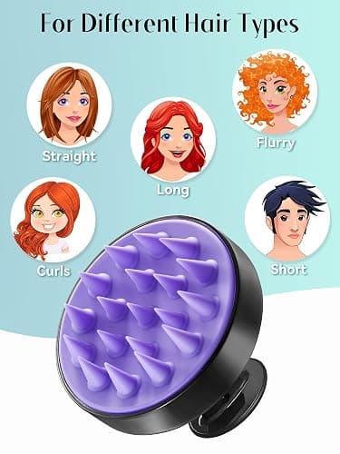 HEETA Scalp Massager Hair Growth, Soft Silicone Scalp Scrubber Shampoo Brush for Exfoliation, Dandruff Removal Head Massage Stress Relax, Wet & Dry Use for Thick Thin Curly Hair Care, Black thumbnail 6
