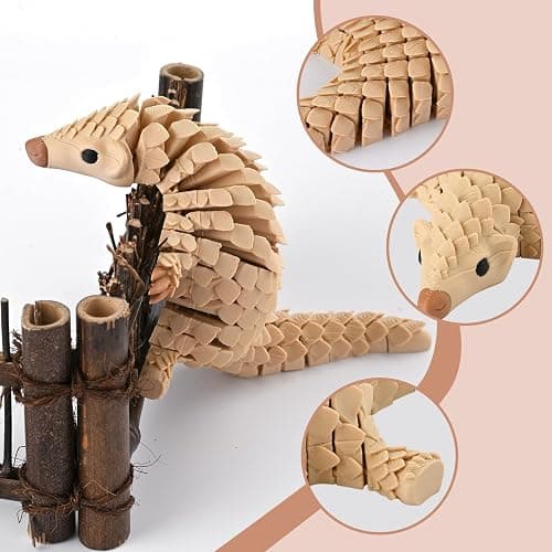 GemmiCho 3D Printed Animals, 6" Articulated Pangolin Toy, 3D Printed Toys, Flexible Animal Figurine Fidget & Desk Decor, Realistic Scaled Pangolin Collectible Gift for Office, Animal Lovers thumbnail 4