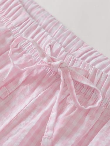 Latuza Women's Cotton Long Sleeve Pajama Set Seersucker Button Down Pj Set thumbnail 5