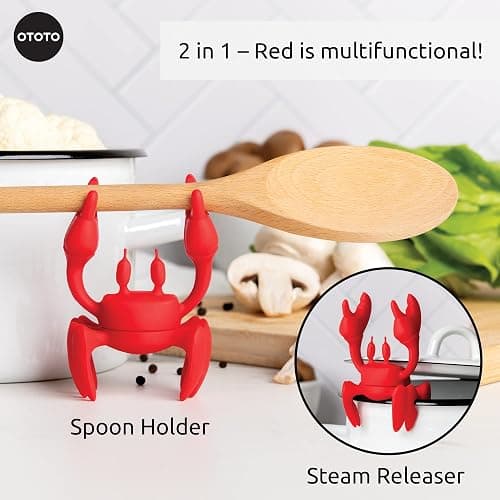 OTOTO Red the Crab Silicone Utensil Rest - Kitchen Gifts, Silicone Spoon Rest for Stove Top - Heat-Resistant Kitchen and Grill Utensil Holder - Non-Slip Spoon Holder Stove Organizer, Steam Releaser thumbnail 4