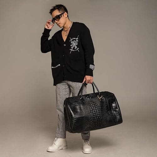Tote&Carry Apollo 2 Duffle Bag for Travel Women & Men, TSA Approved Carry On Duffel Bag, Premium Vegan, Durable Weekender Luggage for All-Purpose Use (XL - Crocodile Skin, Black) thumbnail 2