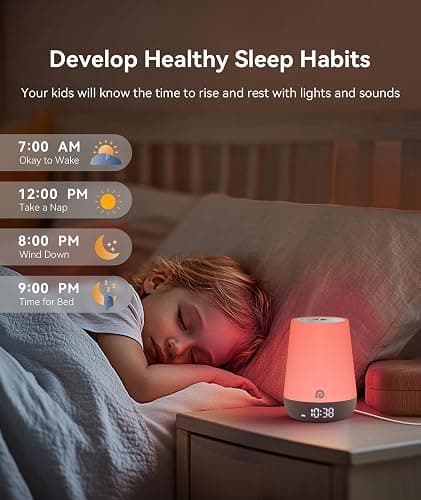 Dreamegg Sleep Trainer Clock for Kids - White Noise Machine with 34 Soothing Sounds, Alarm Clock with Lights, Ok to Wake, Nap Timer, White Noise App Control for Nursery Sleep Bedroom Routine thumbnail 6