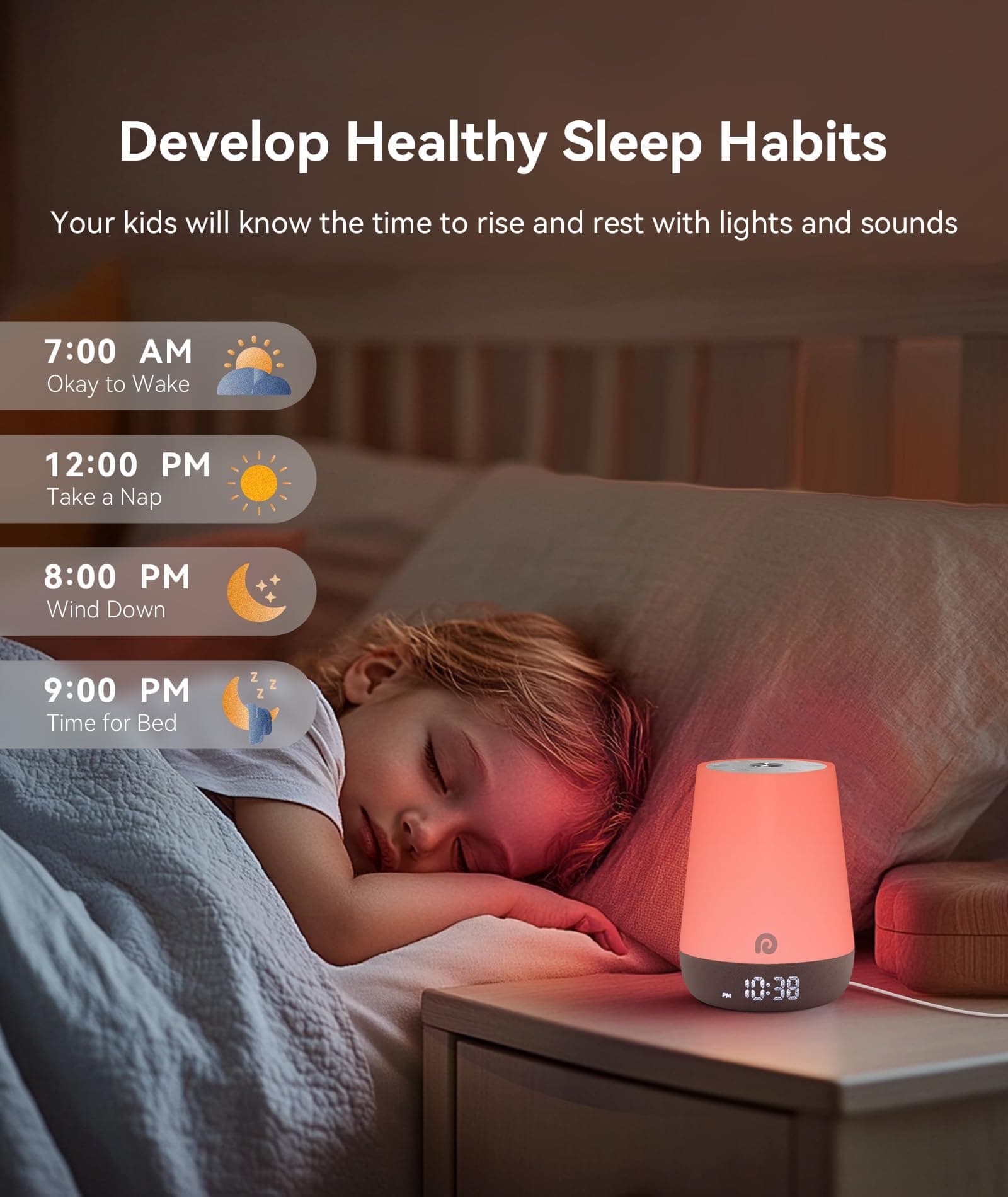 Dreamegg Baby Sound Machine - White Noise Machine & Sleep Trainer Clock for Kids, Sound Machine for Baby with Night Light, 34 Soothing Sounds, Smart Control, Routine Builder for Toddler Bedroom Gift thumbnail 4
