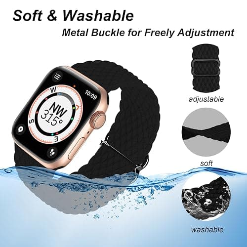 DOBSTFY Compatible with Apple Watch Band 38mm 40mm 41mm 42mm 44mm 45mm 46mm 49mm for Women Men,Stretchy Braided Apple Watch Strap for iWatch Series 10/9/8/7/6/5/4/3/2/1/SE/Ultra/Ultra 2 thumbnail 3