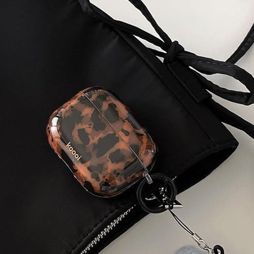 Reownest Case for AirPods Pro/Pro 2 with Cleaner Kit, Cute Amber Pattern Aesthetic Design Shockproof Keychain Cover Soft Cover -Brown thumbnail 2