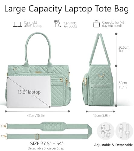 Bagstellar Teacher Tote Bag for Women, 15.6" Laptop Work Tote Computer Bag | Quilted Bible Nurse Bag with 40oz Cup Holder, Insulated Pocket & Strap, Large Laptop Briefcase for School Travel Office Gifts thumbnail 4