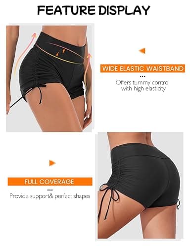 Buauty Women's Swim Shorts Board Shorts Bikini Bottoms High Waisted Boy Shorts Adjustable Side Tie Quick Dry thumbnail 5