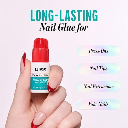 Kiss PowerFlex Maximum Speed Nail Glue - Fast Drying Adhesive for Glue-On Nails & Repairs with Nozzle Tip Applicator, Ideal for Tips & Wraps, Net Wt. 0.10 oz (3g) thumbnail 2
