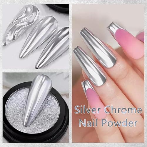 Holographic Mirror White Pearl Chrome Nail Powder Gold Effect Pure Metallic Dust Sequins UV Gel Nail Chrome Pigment for Nail Art Decoration thumbnail 3