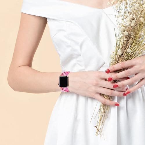 Bandiction Compatible with Apple Watch Bands 44mm 40mm 38mm 42mm 41mm 45mm 46mm 49mm, iWatch Bands Women Men,Stretchy Braided Solo Loop Elastic Sport Band for iWatch Ultra SE Series 11/10/9/8/7/6/5/4 thumbnail 5