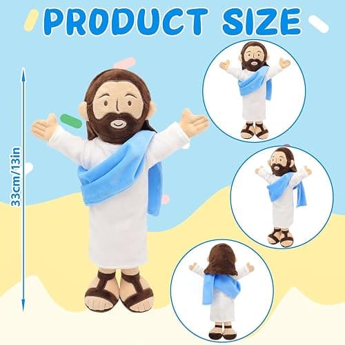 Yelakey 13" Jesus Plush, Jesus Stuffed Doll Plushie for Easter Christmas Church (Brown) thumbnail 3