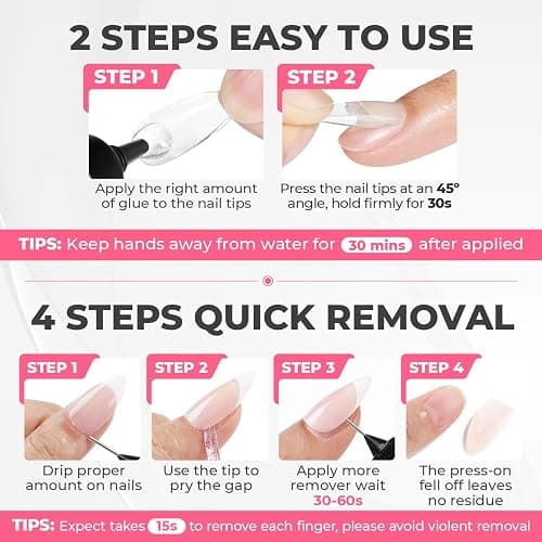 UNA GELLA 15g Nail Glue for Press On Nails with 20ml Nail Glue Remover Kit | Quick Dry Semi Solid Glue, No U V Lamp Needed, Non-Acetone Gentle Remover, Strong Hold Nail Tips Glue Gel, for DIY Manicure thumbnail 9