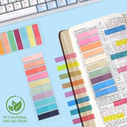 Lysas 1200pcs Page Markers, Morandi Sticky Note Tabs Colored Translucent Writable and Repositionable Book Flags Tabs Strip Index Page Tabs thumbnail 2