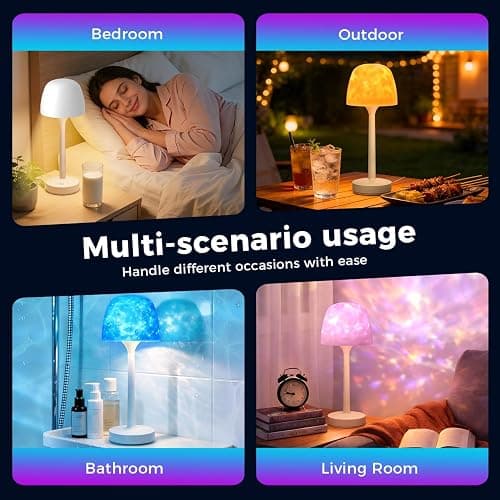 Waterproof Shower Lamp Rechargeable LED Ocean Projector Outdoor Table Lamps | 16 Color Ocean Wave Projection, Remote & Touch Control, USB-C Rechargeable, Bathroom Bedroom Spa Outdoor Table Lamps thumbnail 8