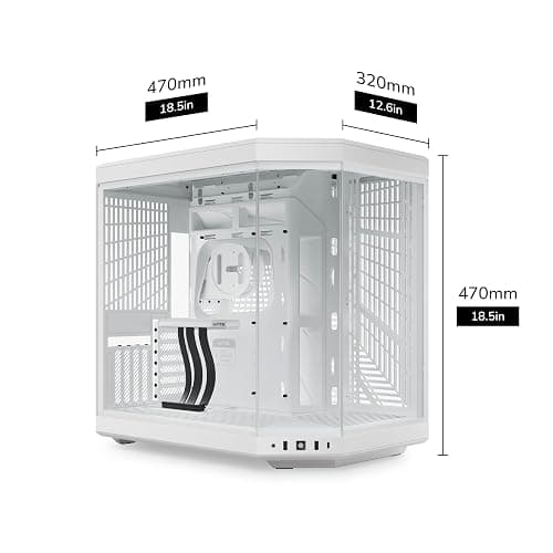 Hyte Y70 Modern Aesthetic Gaming PC Case - Panoramic Glass | High-Airflow Design | Cable Management | Dual Chamber ATX Mid-Tower Chassis | 10 Fan Capacity | Luxury PCIe 4.0 Riser Cable - Snow White thumbnail 10