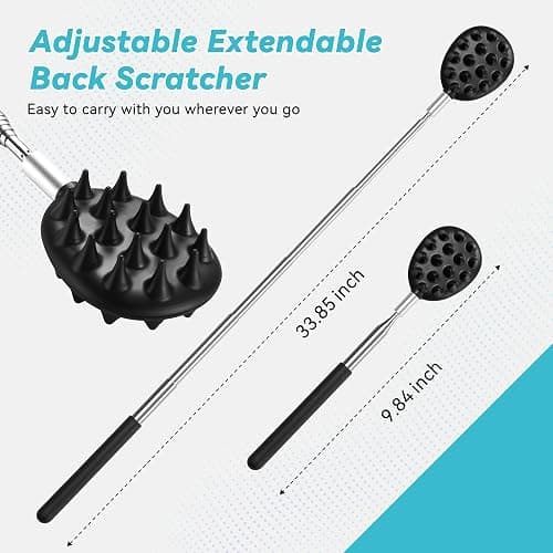 Telescoping Back Scratcher with 3 Detachable Heads, Gifts for Christmas, Stocking Stuffers for Men, Women, Him, Her, Dad, Funny White Elephant Gifts for Adults, Gift Box Included thumbnail 3