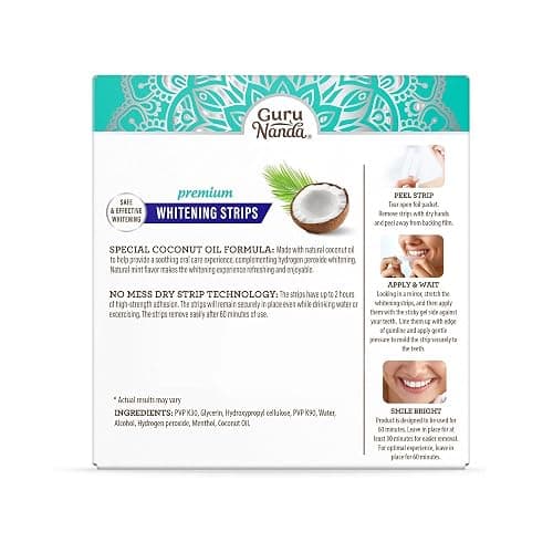 GuruNanda Teeth Whitening Strips - 16-Day Treatment with Non-Slip, Dry Strip Technology - Whitening Designed with Care for a Brighter Smile thumbnail 8