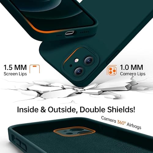 Kiresen Designed for iPhone 12 Case with Screen Protector - Upgraded Camera Protection - Wireless Charging Compatible - Silicone Protective Phone Case 6.1" for Men Women Girls - Pine Green thumbnail 7