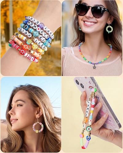 BestNow Clay Beads Bracelet Making Kit 5000 Pcs Friendship Bracelet Kits Flat Beads for Jewelry Making Polymer Heishi Beads Set for Bracelet Necklace DIY Crafts Gift for Girls Ages 6-12 thumbnail 5