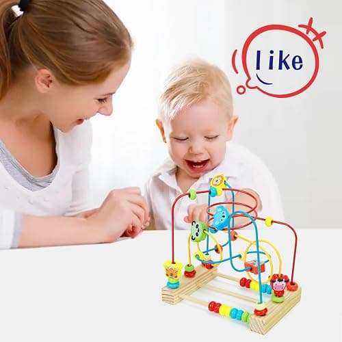 QZMTOY Bead Maze Toy for Toddlers Wooden Bead Toys Colorful Roller Coaster Preschool Educational Toys for Kids Classic Birthdday Gift for Toddlers Baby Infant Boys Girls… thumbnail 4