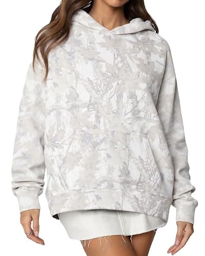 Dsewpaur Camo Hoodie For Women Oversized Long Sleeve Drop Shoulder Fleece Hooded Sweatshirt Pullover With Pocket Outfits - Image 1