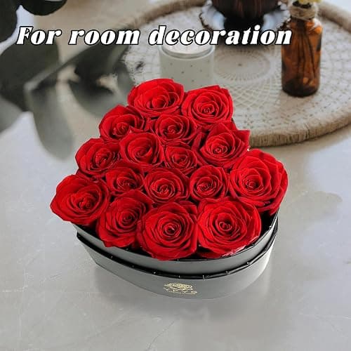 16-Piece Forever Flowers Heart-Shaped Box – Real Immortal Preserved Roses Lasting a Year, Perfect for Birthday, Girlfriend, Mother, or Wife, Valentine Day Gift for Her - Red thumbnail 6