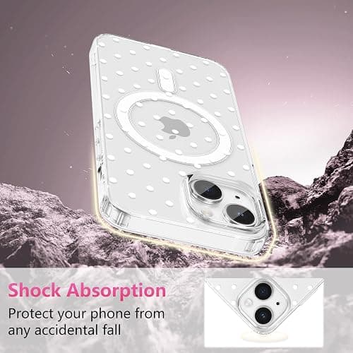 ZTOFERA Cute Polka Dot Case for iPhone 13/14 6.1",White Dot | Clear Case with Cute Simple Pattern,Trendy Aesthetic Case,Slim Soft Shockproof Protective phone Cover for Women Girls thumbnail 5