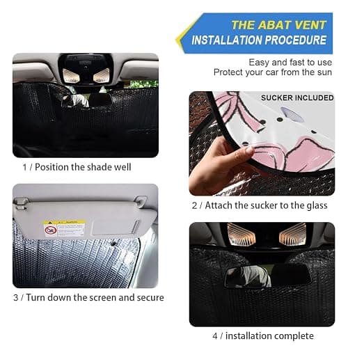 GOODOLD Bow Pink Windshield Sun Shade for Cars, Trucks, SUVs - UV Rays Defense, Folding Front Auto Sunshade, Vehicle Interior Cooler (57x31.5 Inch) thumbnail 2