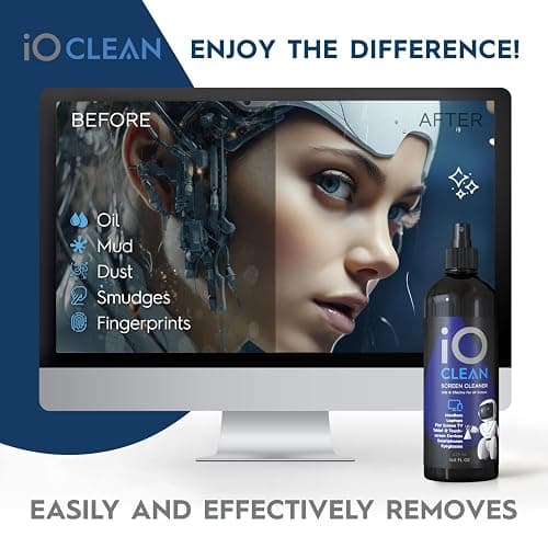 iO Clean Screen Cleaner Spray (16oz - 473ml) – Professional Cleaning Kit for LCD LED OLED TV, Smartphone, iPad, Laptop, Touchscreen and Computer Monitor – Includes 2 Sprayers & Microfibre Cloth thumbnail 5