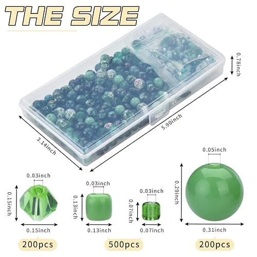 Glass Beads Jewelry Making Kit, Fresh Green Color-900pcs Include 8mm Assorted Beads, 4mm Bicone Crystal Beads, 2-4mm Spacer Seed Beads for DIY Bracelet, Earring Necklace Pendants Making Supplies thumbnail 2