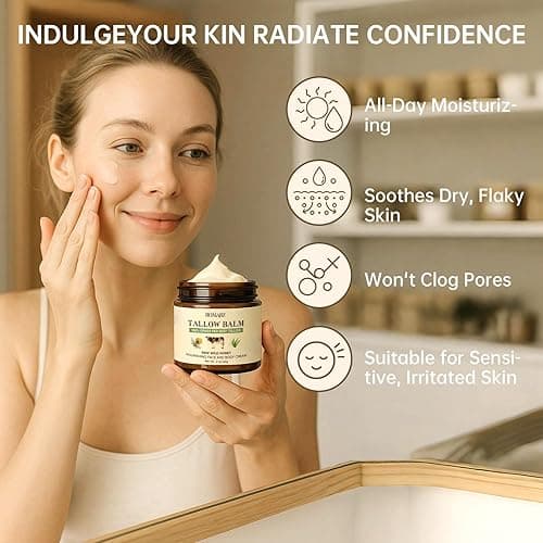 ROMARZ Beef Tallow for Skin,Organic Whipped Tallow and Honey Balm,Tallow Face Moisturizer,Carefully Crafted All-Natural Moisturizer,Leaves Skin Soft and Smooth,Nourishes and Soothes Dry Skin(2 Oz,1PC) - 2 Ounce (Pack of 1) - 1 thumbnail 3