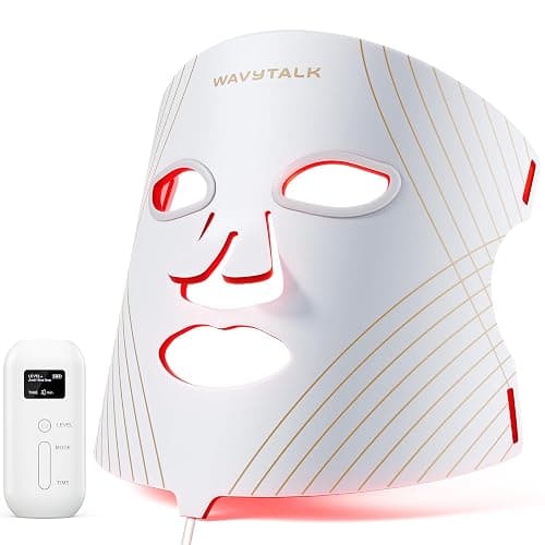 wavytalk Red Light Therapy Mask for Face, Glow Time LED Face Mask Light Therapy for Anti-Fine Line, Acne Treatment, and Skin Rejuvenation with Red, Near-Infrared Light, Blue and Amber Light Therapy - Image 1