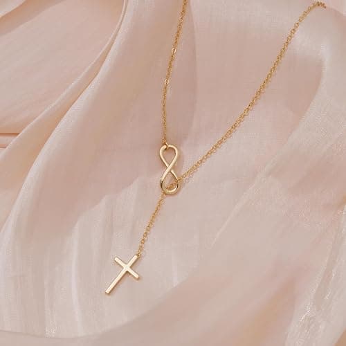 Christian Gifts for Women Cross Necklace for Women 14K Gold/Silver Plated Infinity Long Charm Necklace Trendy Non Tarnish Waterproof Jewelry Religious Baptism Faith Gifts Christmas Stocking Stuffers thumbnail 6