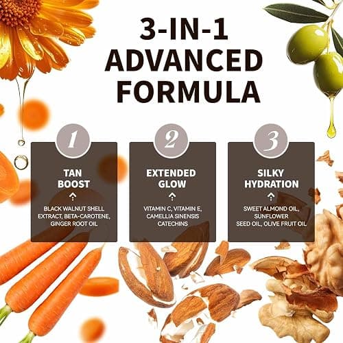 HAOTIME Tanning Lotion, Fast Tan Accelerator for Natural Browning, Deep Dark Tan with Beta-Carotene, Vitamins C & E, Natural Oils, Hydrating, Non-Greasy, Water-Resistant, Outdoor Tanning Gel, 5 Fl Oz thumbnail 5