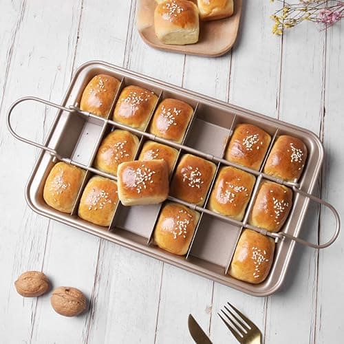 Brownie Pan with Dividers, Non Stick Brownie Baking Pan, 18 Pre-slice Carbon Steel Bakeware Tray with Grips for Oven Baking Bread, Square Mold Tray for Baking Cake Biscuit Muffin, 12X8X2'' thumbnail 2