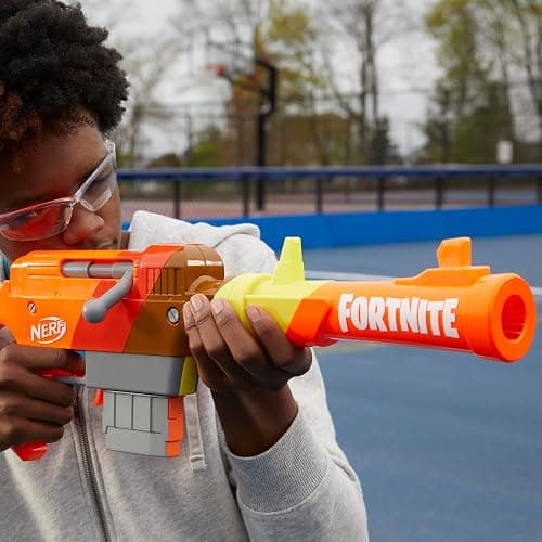 Nerf Fortnite HR Dart Blaster, Ruff Wrap Design, 6-Dart Elite Clip, 6 Nerf Elite Darts, Rotating Bolt Action, Detachable Barrel thumbnail 5