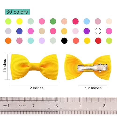 QingHan Dog Hair Bows 2 inches Small Puppy Bowknot Clips for Pet Grooming Accessories Doggy 60Pcs (30 Pairs) thumbnail 2