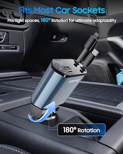 Retractable Car Charger for iPhone 17, 69W USB C 4 in 1 Fast Charging, Car Truck Accessories, Car Adapter, Road Trip Essentials Gift for Men Women, for iPhone 17 Pro Max Air 16 15 14 13, Galaxy, Pixel thumbnail 9